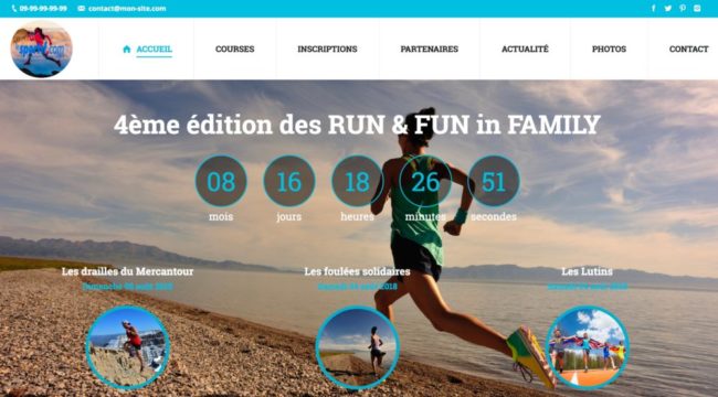 En tête site internet évènement running avec inscription en ligne
