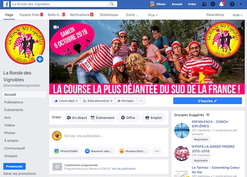 page facebook ronde des vignobles by ingenieweb et web for run